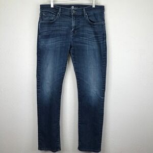 7 For All Mankind Jeans Mens 34 Blue The Straight Dark Wash Stretch Denim